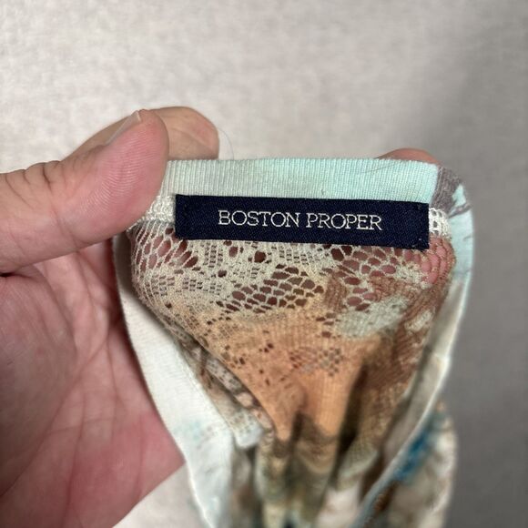 Boston Proper Lace Mesh Stretch Top Size XS Artsy Boho Layering Sheer Y2K Grunge - Picture 14 of 16